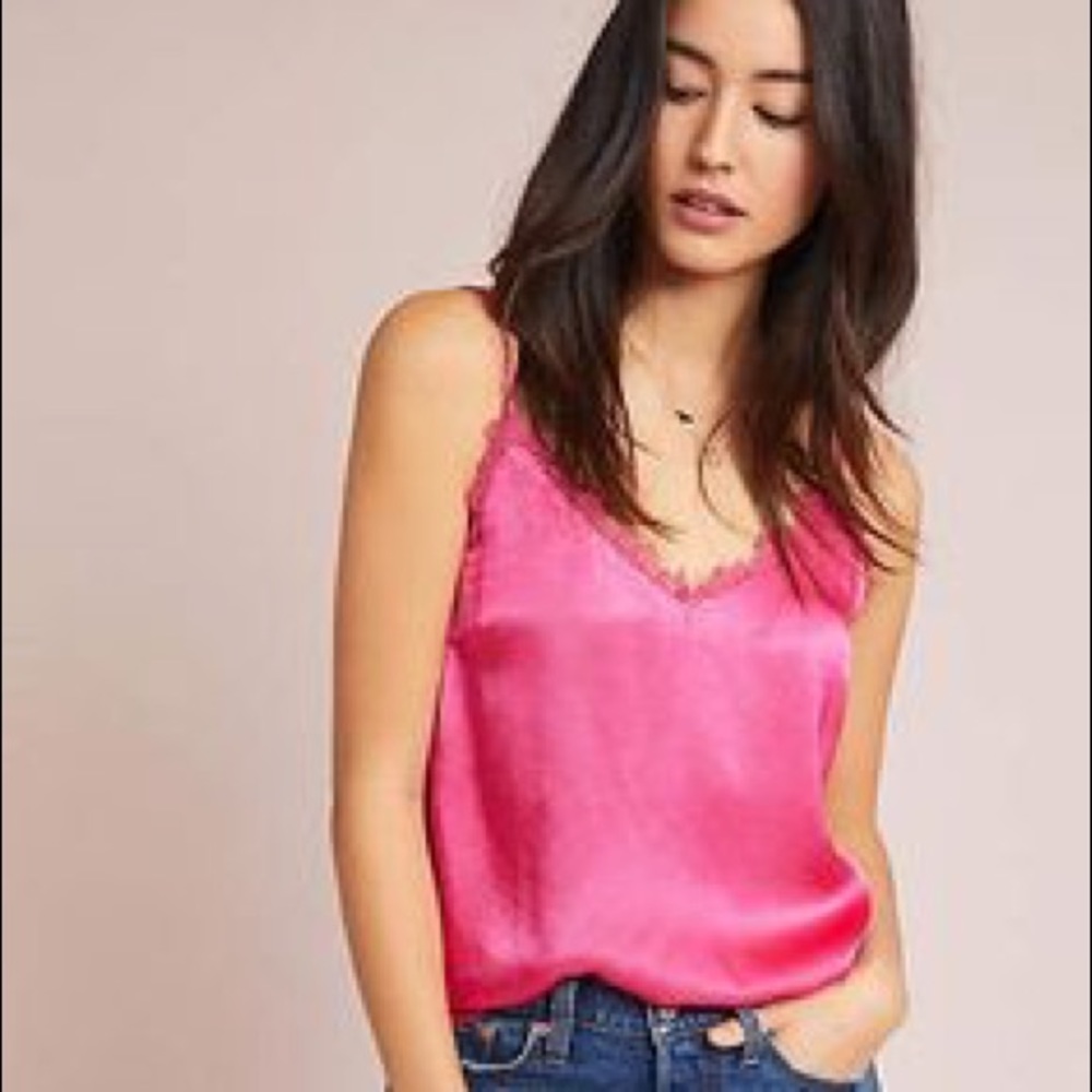 Anthropologie Floreat Pink Lace Tank